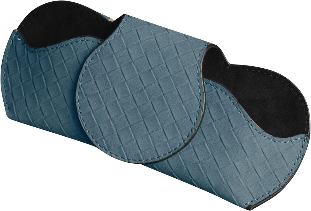 Leren zonnebrilhouder met clips voor de zonneklep – geschikt voor alle automodellen-Blauw