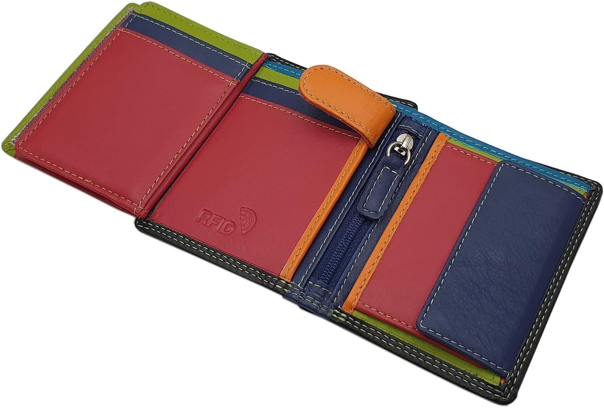 myledershop Small Cow Nappa Leather, Women's Wallet/Wallet/Wallet with RFID and NFC Protection, Multicolor - ShopVlot