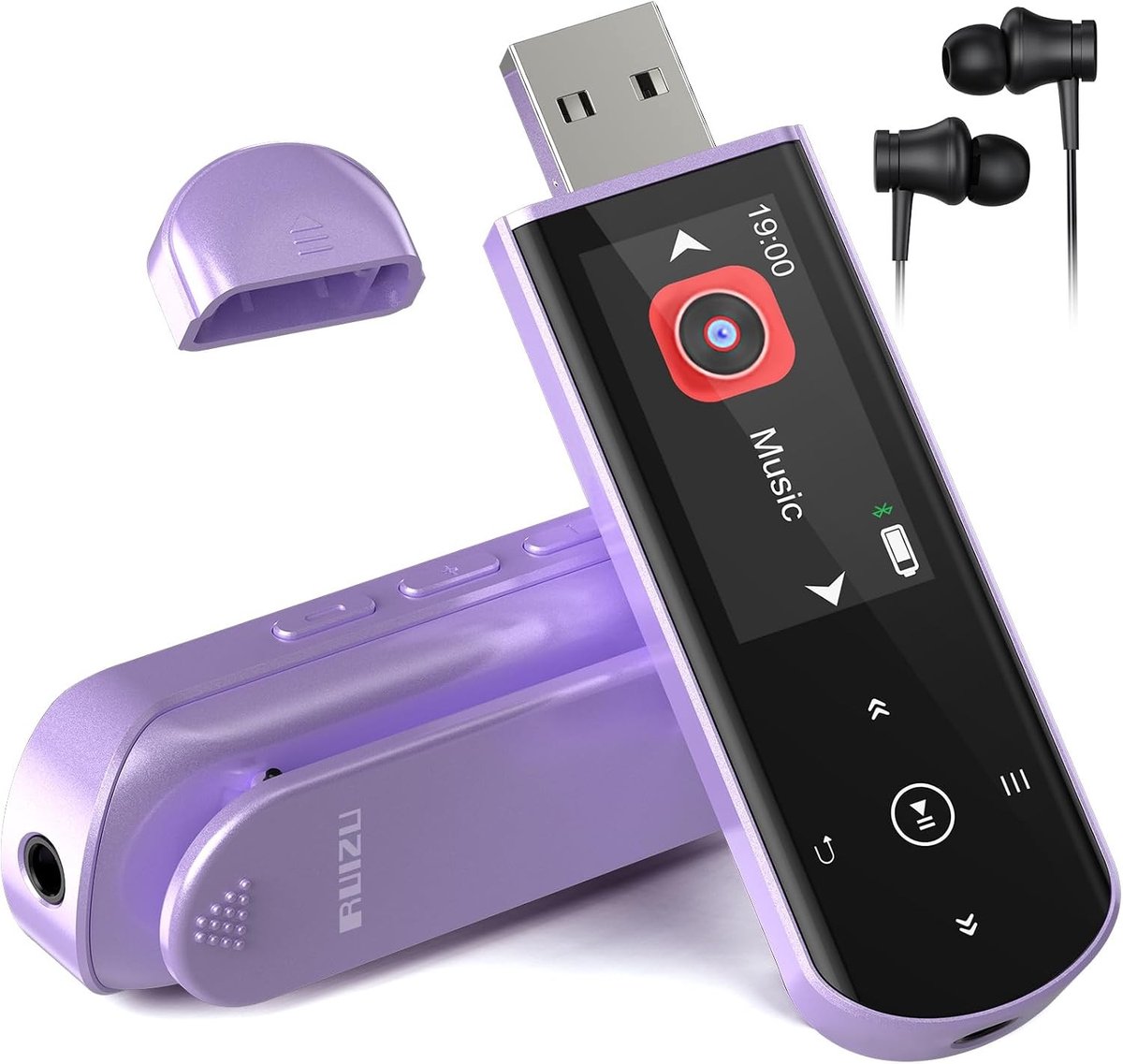 Draagbare MP3-speler - Lila - 8,4 x 2,5 x 1,6 cm - Bluetooth 5.3 met 64GB Geheugen - Voor Sport en Hardlopen