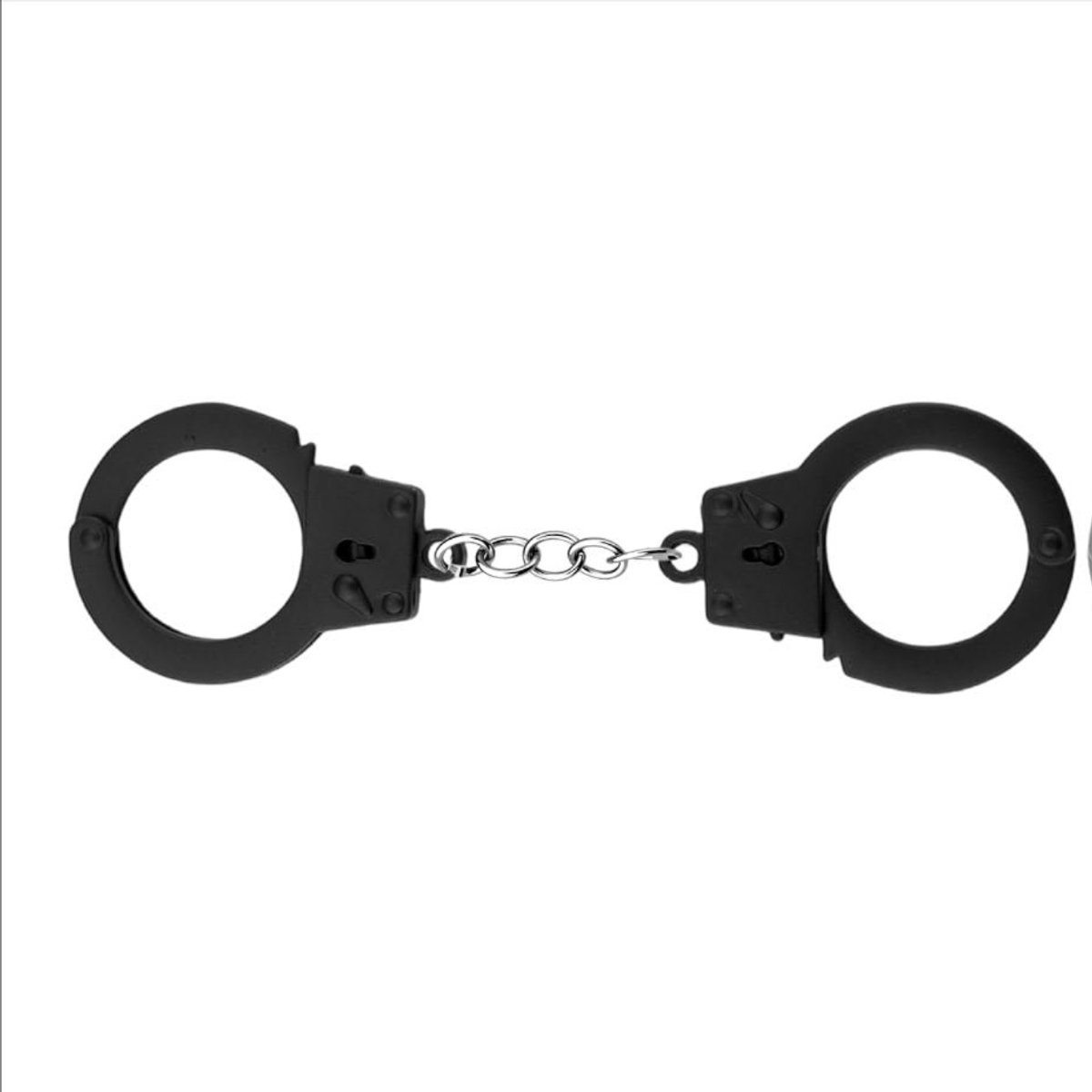 Mini handboeien sleutelhanger - Leuke / grappige sleutelhanger - Origineel cadeau - Metaal - Zwart - 11 cm - Cadeau gadget - Jonyx