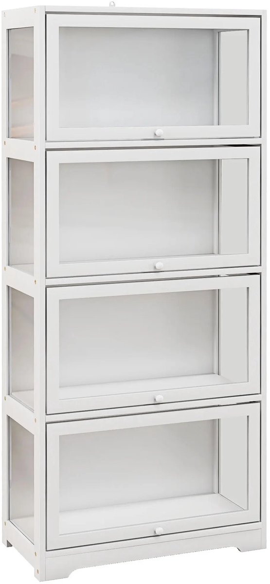 Brandistry - Collectors Vitrine - Vouwdeuren - Displaykast - Verzamelkast - Wandkast Voor Collecties - 59X30X139 Cm - Wit
