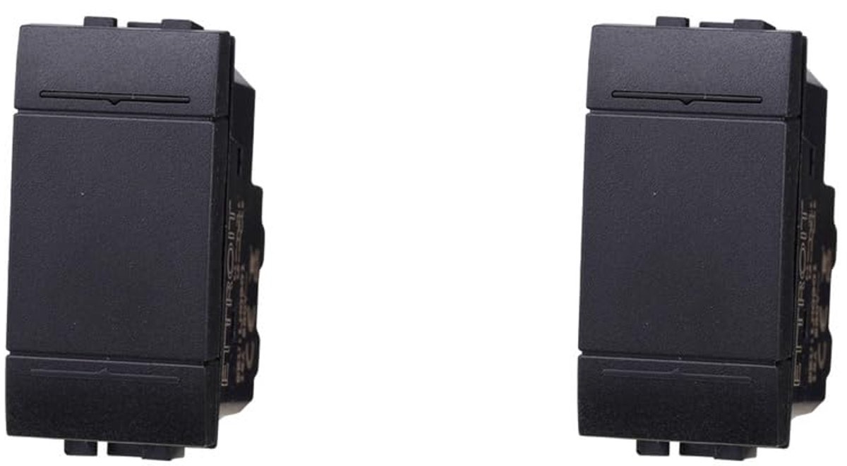 Wandcontactdoos 1P 16A zwart - solide kleur - compatibel met Bticino Living International/Light - ShopVlot