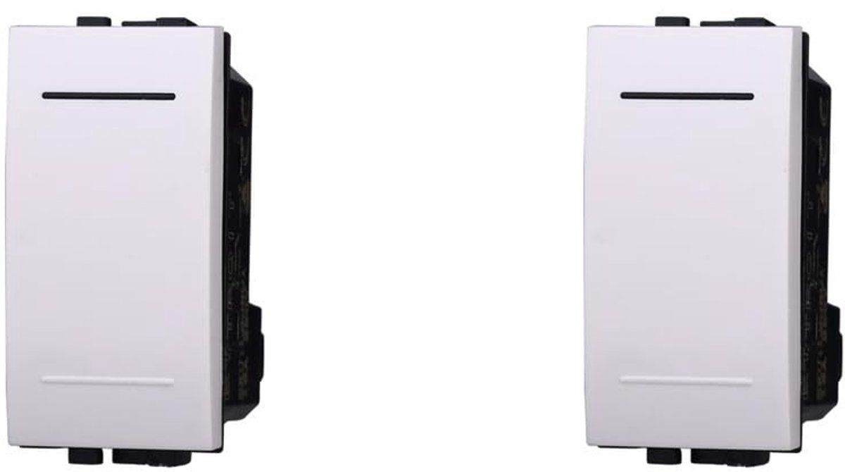 Enkelpolige drukknop 1P 10A - wit - set van 2 - ideaal voor deurbel en timer - ShopVlot