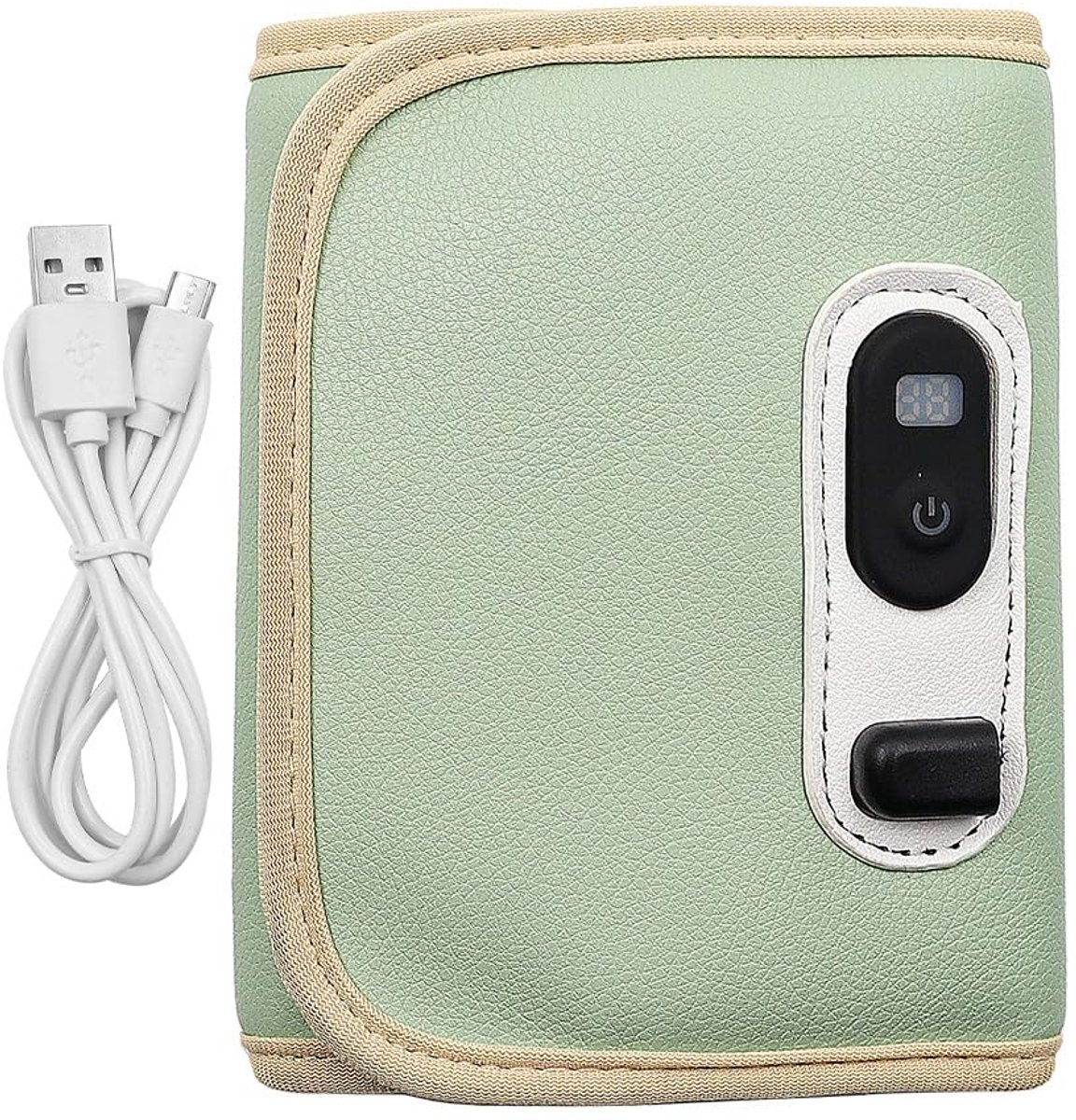 Draagbare melkflessenwarmer - USB-flessenwarmer met LCD-display - Melkwarmtehouder voor buitenautoreizen - Luxento