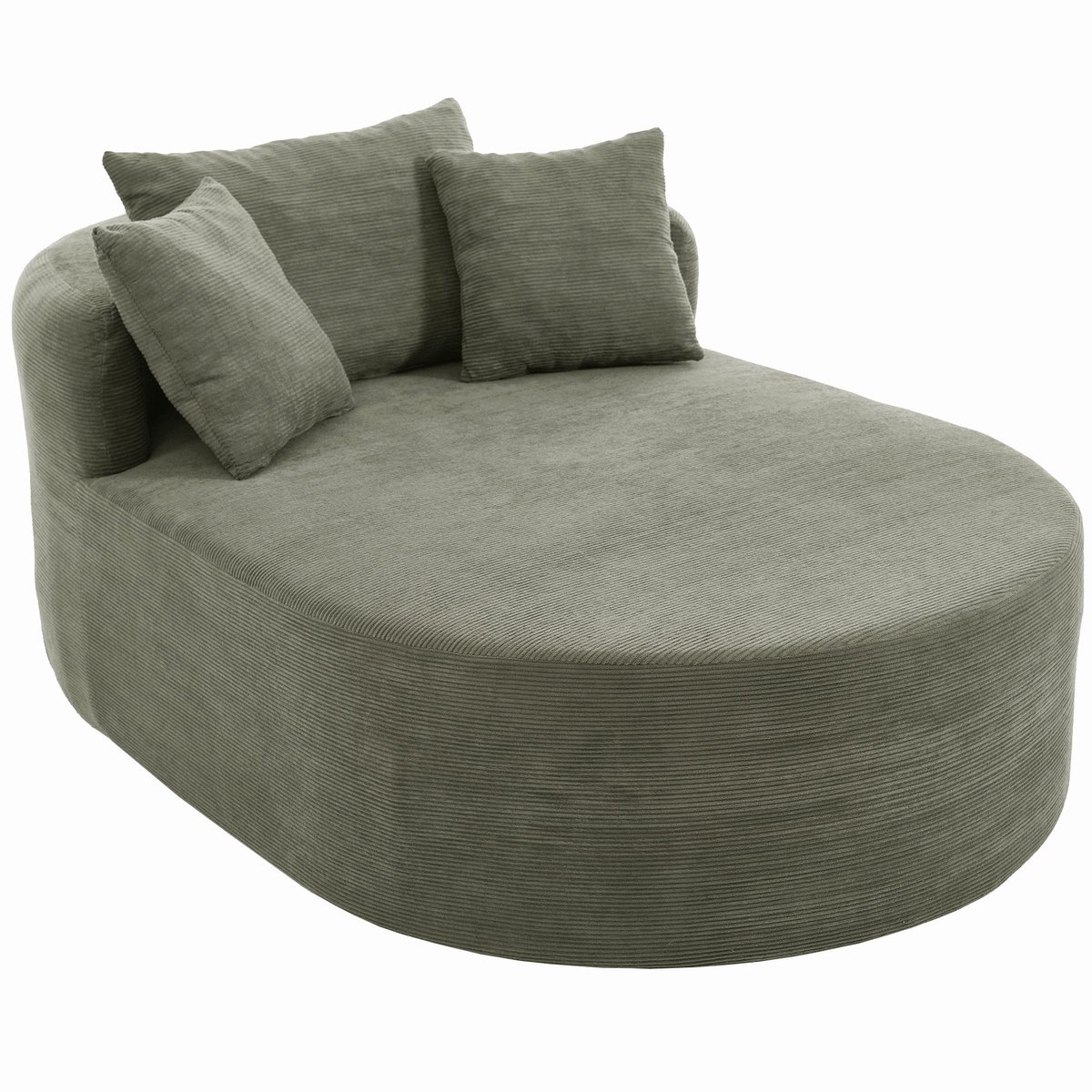 Merax Ovale Relaxfauteuil - 170 x 112,5 x 83 cm - Groene Ribstof - Extra Diepe Zit 122 cm - 1-Zits - Zonder Montage
