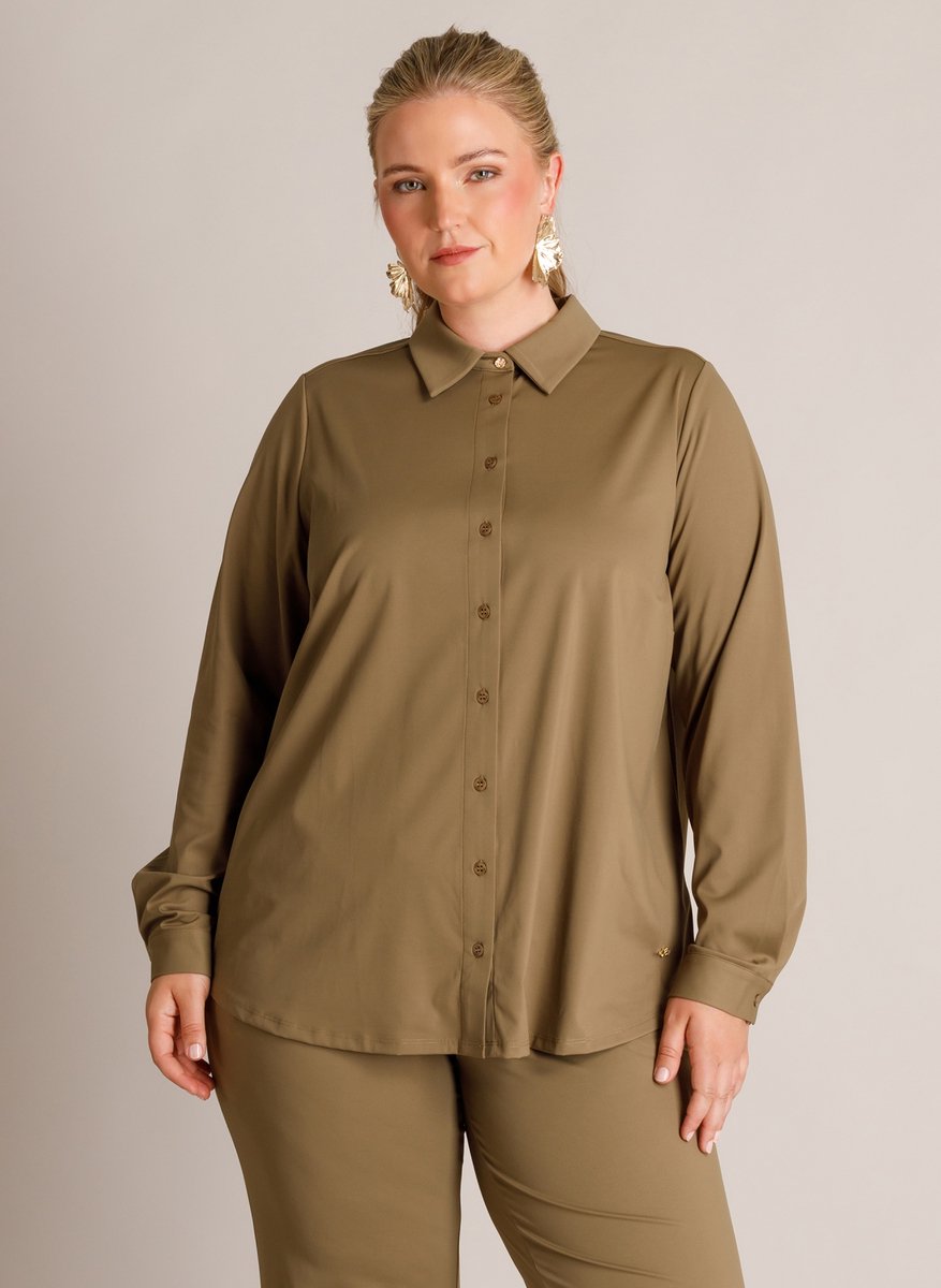 YEST CURVE Savanna Essential Blouses - Grey Olive - maat 4(54/56)