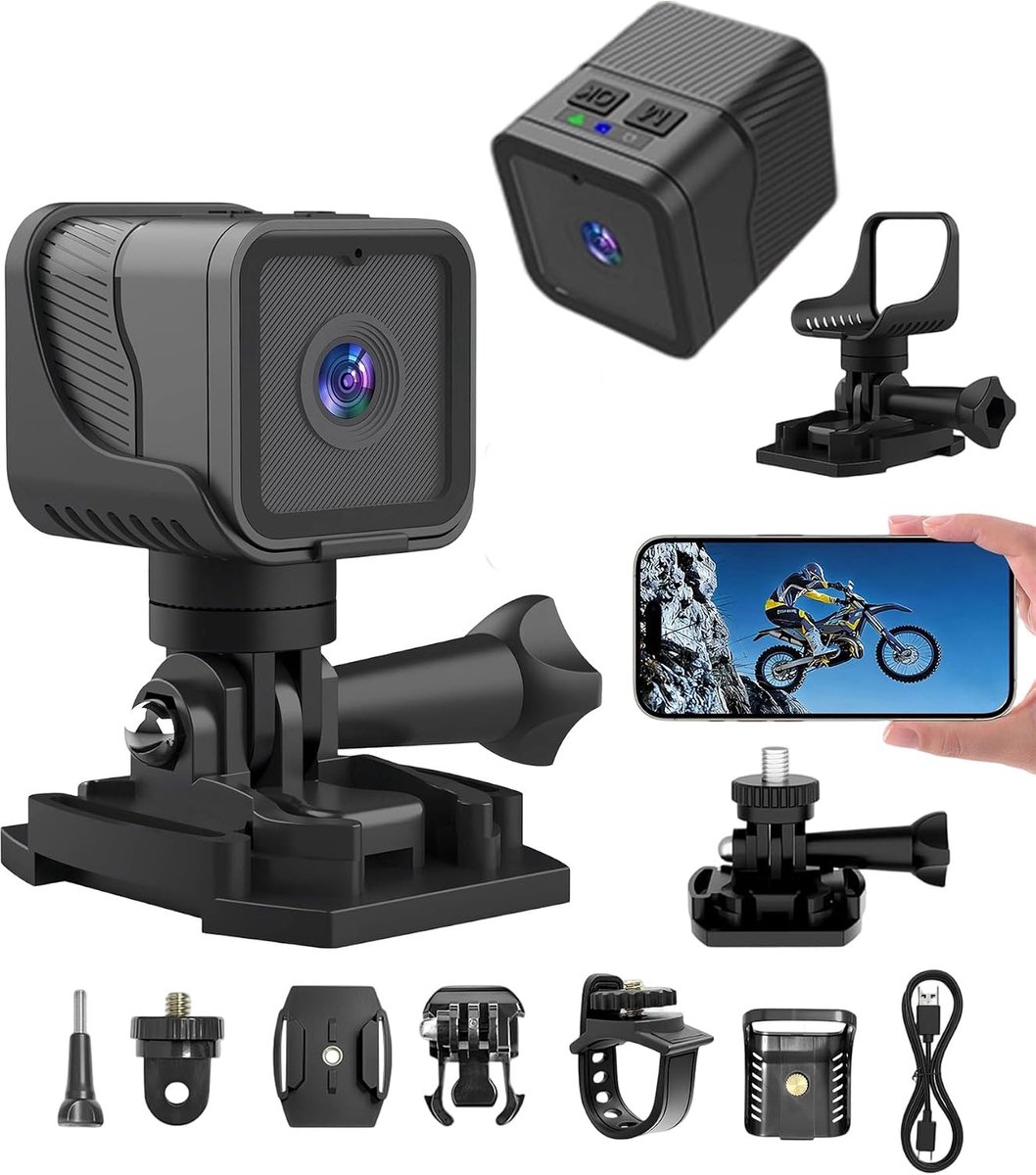 Helmcamera fiets, WiFi 1080P HD & 120° groothoek Action Cam - ShopVlot