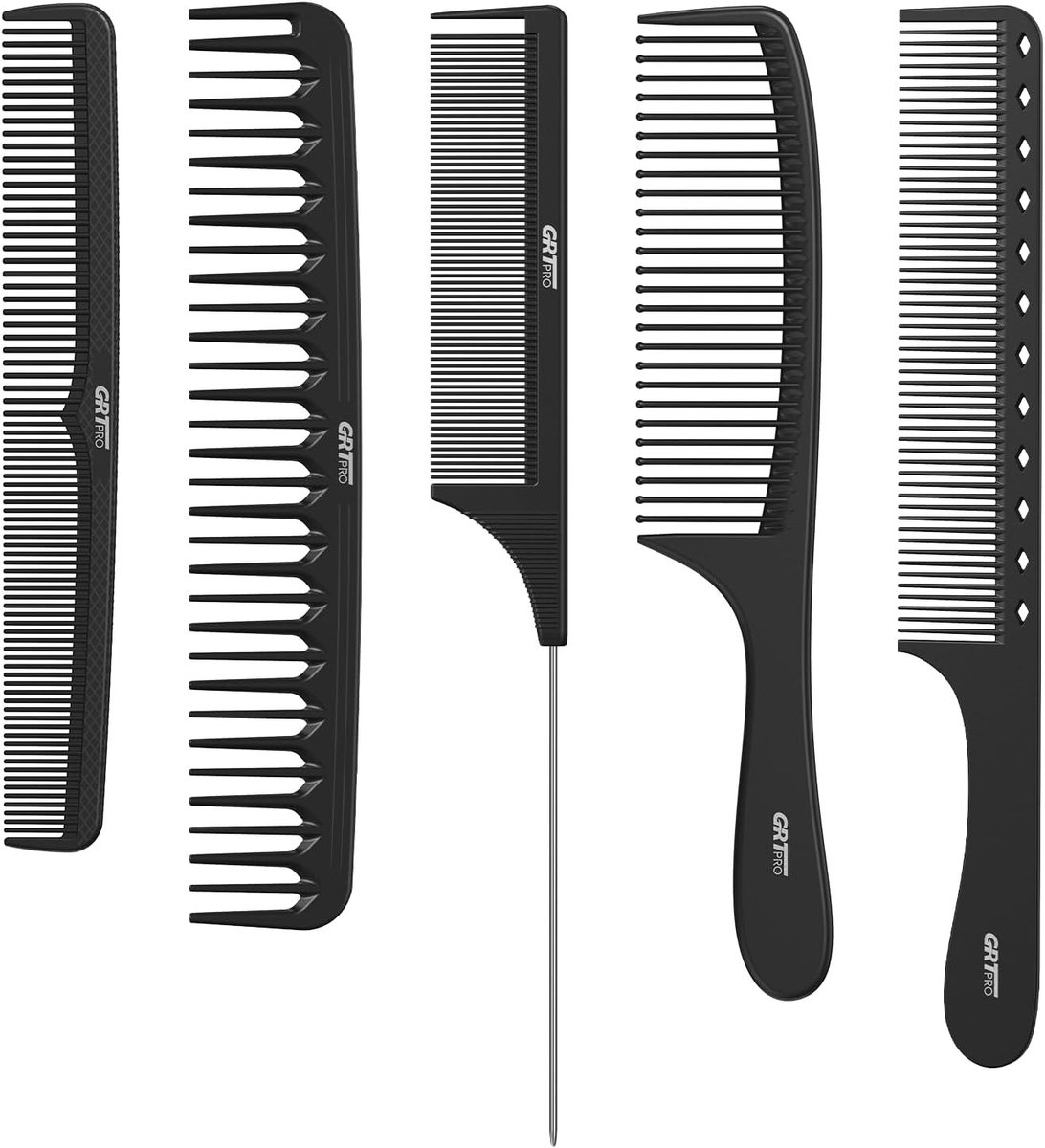 Professionele Haarkammenset - Zwart - 5-delige Set - Antistatisch en Hittebestendig - Voor Kappers en Thuisgebruik