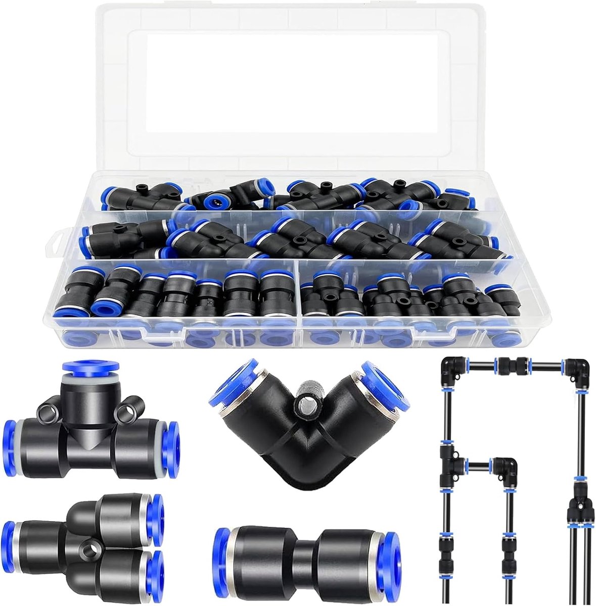 40 Pcs 8mm Air Push Quick Attachments, Push-in Quick Coupling, Pneumatic Connectors, for Quick Connection of Air - ShopVlot