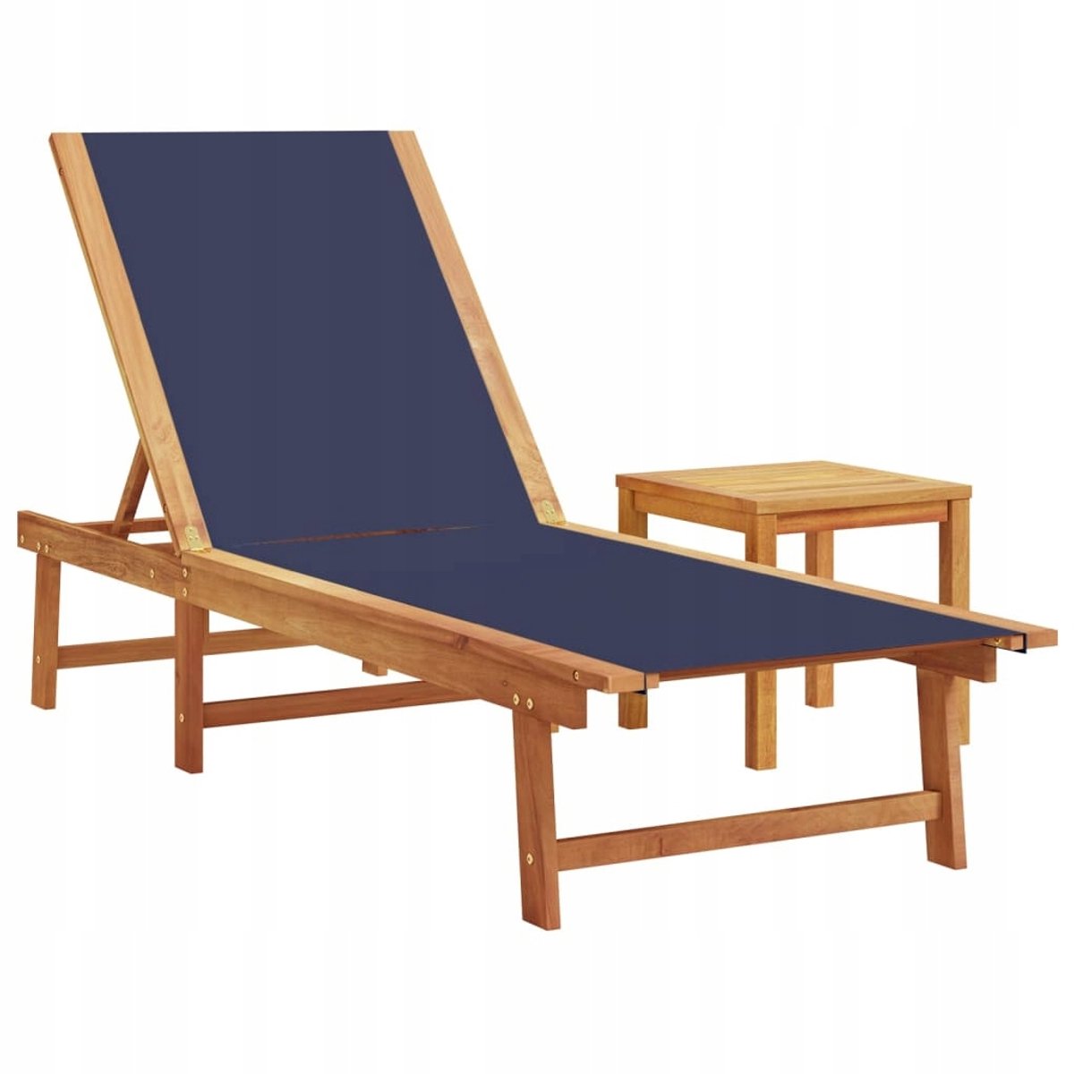 Merkloos Houten Loungestoel met Tafel - Verstelbaar en Duurzaam