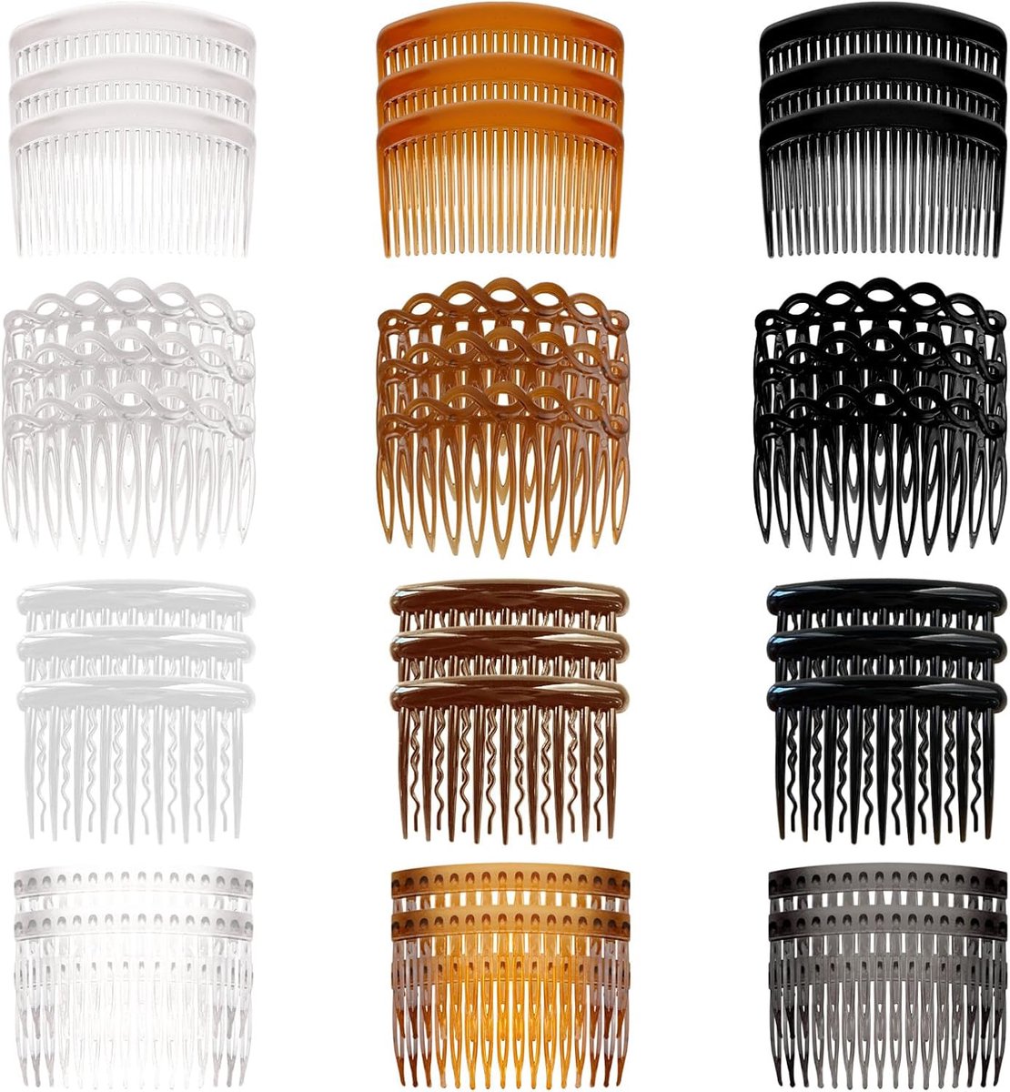 36pcs French Side Combs Fine Hair Combs Slides Decorative Comb with Teeth Plastic Lace Twist Hairpins Accessories for - ShopVlot