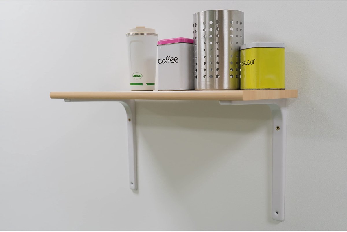 Amig - Hoekbeugel voor wandplank - Metalen plankbeugel - Planksteun - Plankbeugel - Staal - Wit - ShopVlot
