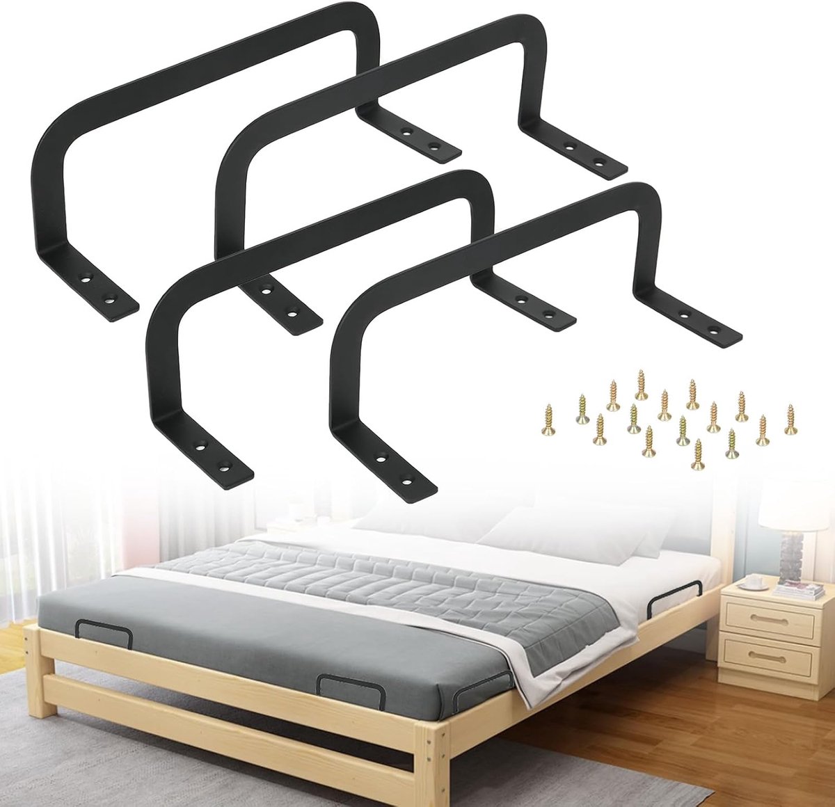 Matrasstabilisatoren en Antislip Stoppers voor Bedden - Matrashouders voor Massieve Bedpanelen, Tatami en Zweefbedden (4 Stuks)