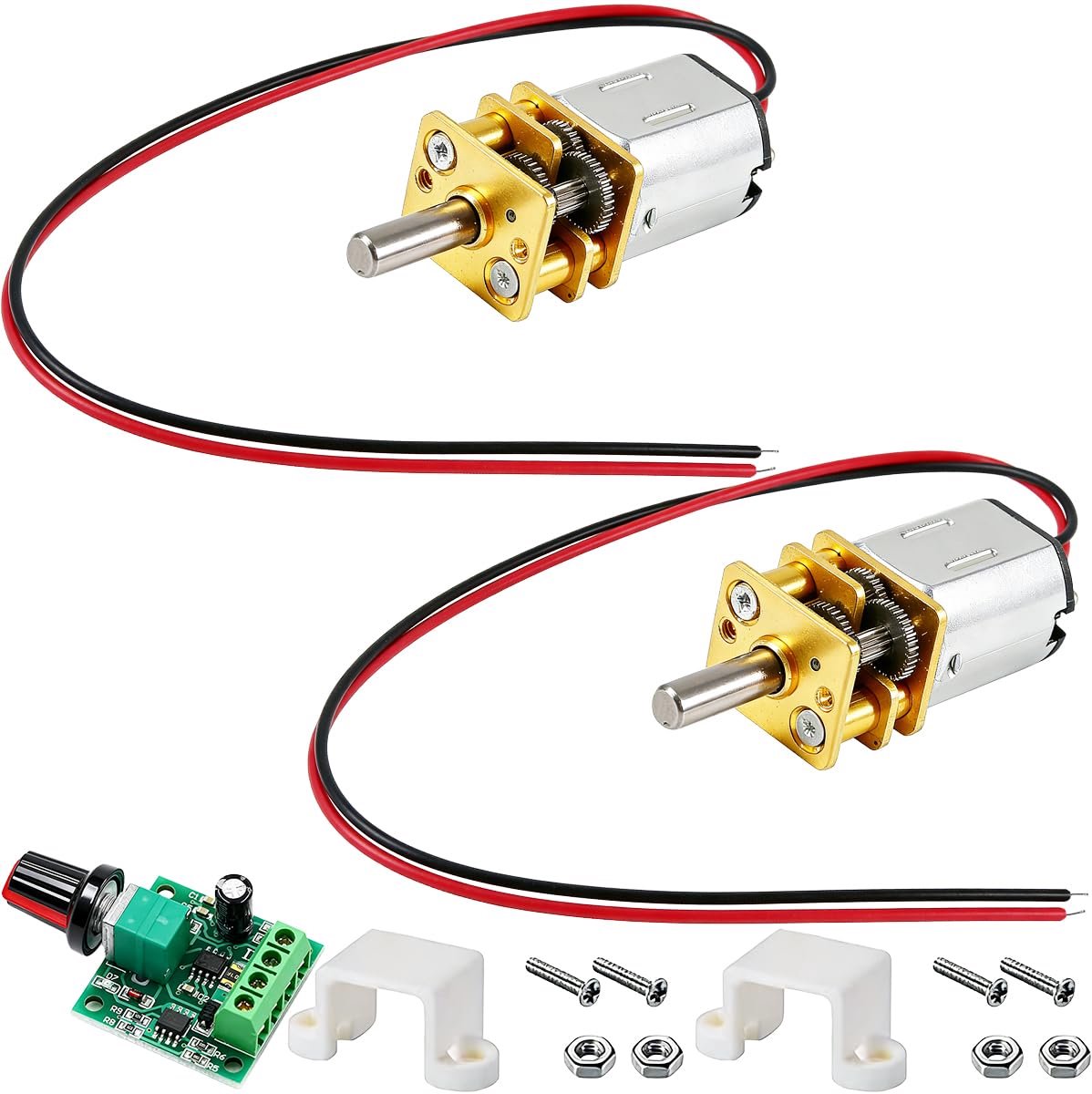 2 stuks N20 elektrische micromotoren, 6 V DC, 500 rpm, 3 mm metalen transmissiemotor, langzame snelheid, volledig - ShopVlot