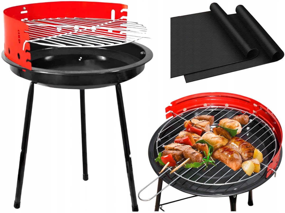 Compacte Koolgrill - Draagbaar en Inklapbaar - Inclusief Teflon Mat