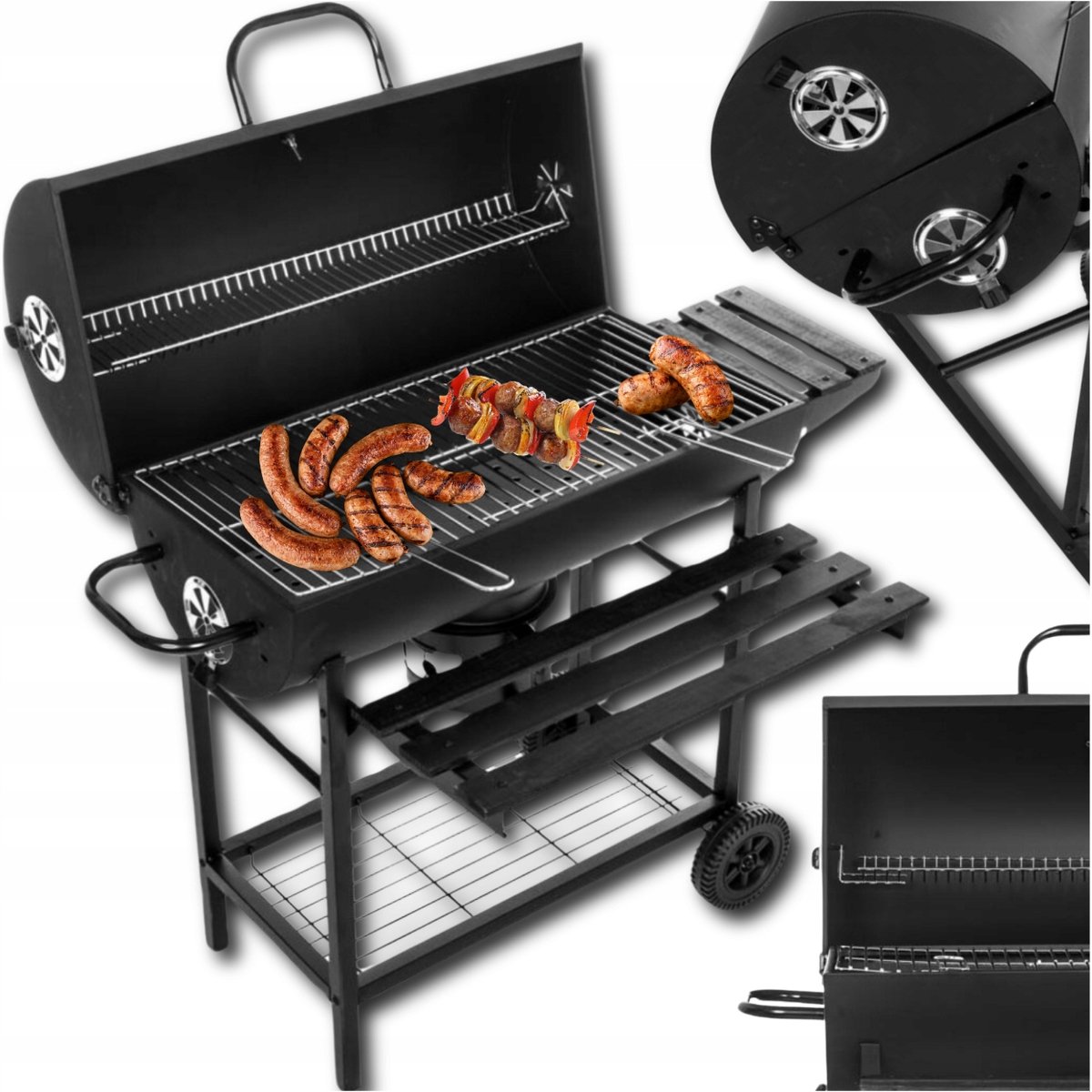 Koolgrill met Deksel, Thermometer & Aslade - Ruim Grilloppervlak
