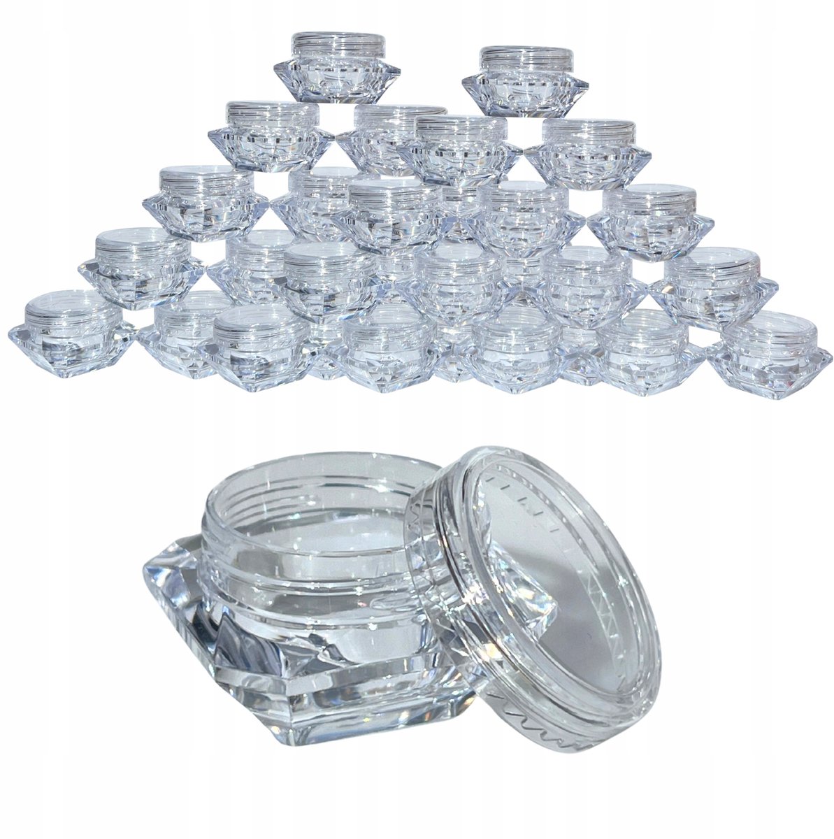 50x Diamant Potjes 3ml - Transparant & Draaibaar voor Nail Art