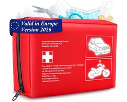 EHBO-kit voor auto – Complete first aid set volgens DIN 13164:2023 voor auto, vrachtwagen, caravan en thuis – 22x14x6 cm