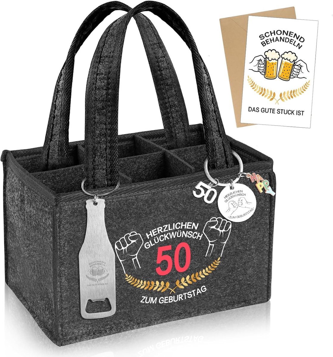 60th Birthday Gifts, Men's Handbag, Beer Bag with 60th Birthday Keychain, Men's Handbag, Beer Bottle Bag with Bottle - ShopVlot