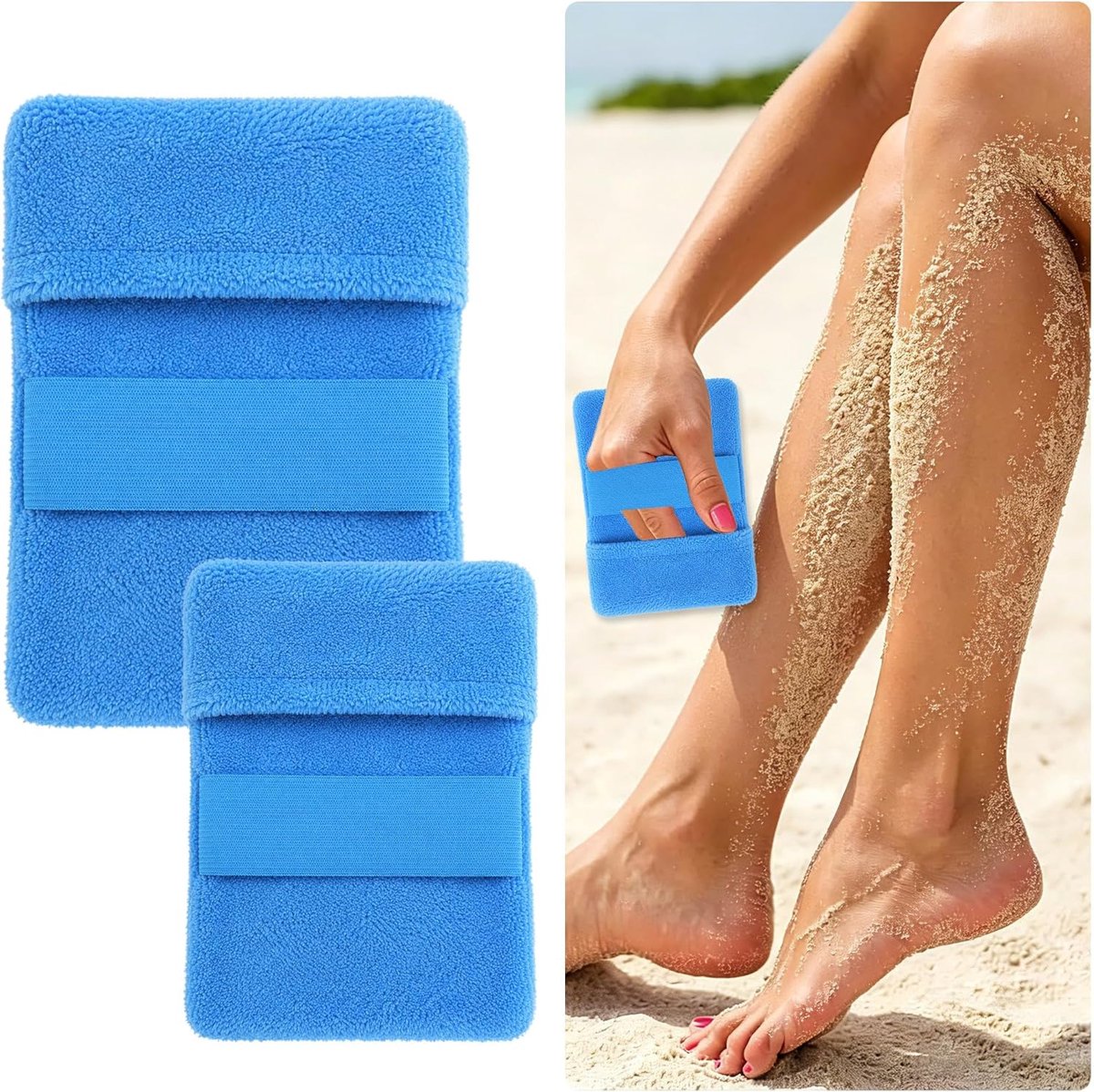 Ulisem - Zandverwijderaar Strand - Zandverwijderingszak - 2 Stuks - Talkvrij - Herbruikbare Zandverwijderaar - Zacht voor de Huid - Voor Kinderen en Volwassenen - Strand en Vakantie - Blauw