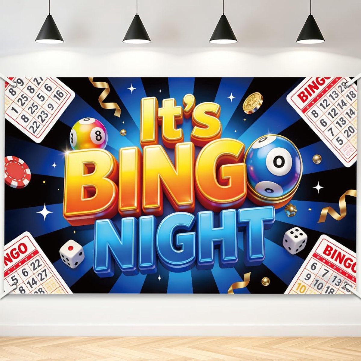 Game Night achtergrond banner bingo muur rechthoekige achtergrond 180 x 110 cm Polyester fotografie-achtergrond voor - ShopVlot