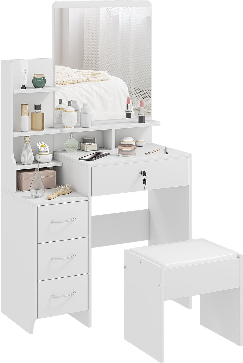 HOMCOM Kaptafelset - Spaanplaat - 80x38x143cm - Wit