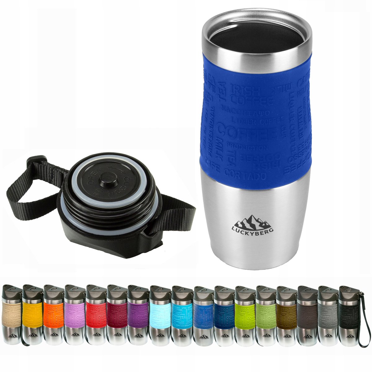 LUCKYBERG Thermosbeker 400 ml - Roestvrij Staal, Blauw