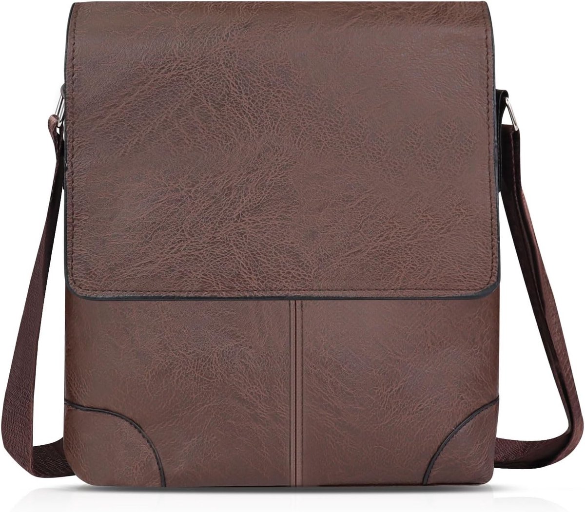 AfitLulu Men's Shoulder Bag, 4 Pockets, Flap, Crossbody Bag with Adjustable Strap, Faux Leather, Messenger Bags with - ShopVlot