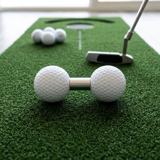 Witte balans putt oefenbal voor heren en dames – dubbele golf trainingsbal voor putting – golf putt oefenbal voor balans en slagcontrole – golf trainings materiaal — afbeelding 3