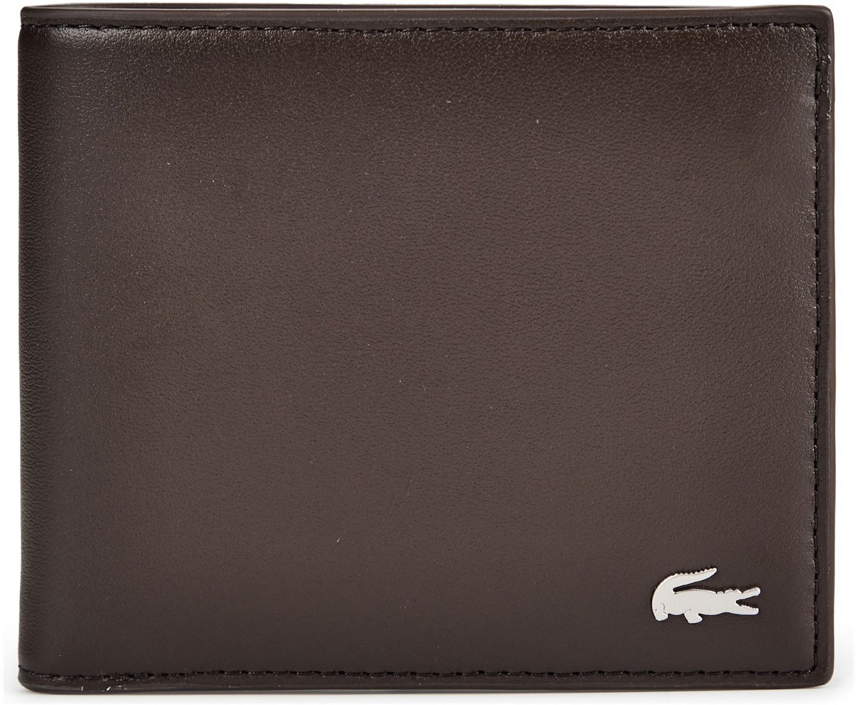 LACOSTE Leren portemonnee FG Billfold & Coin Coffee Bean donkerbruin