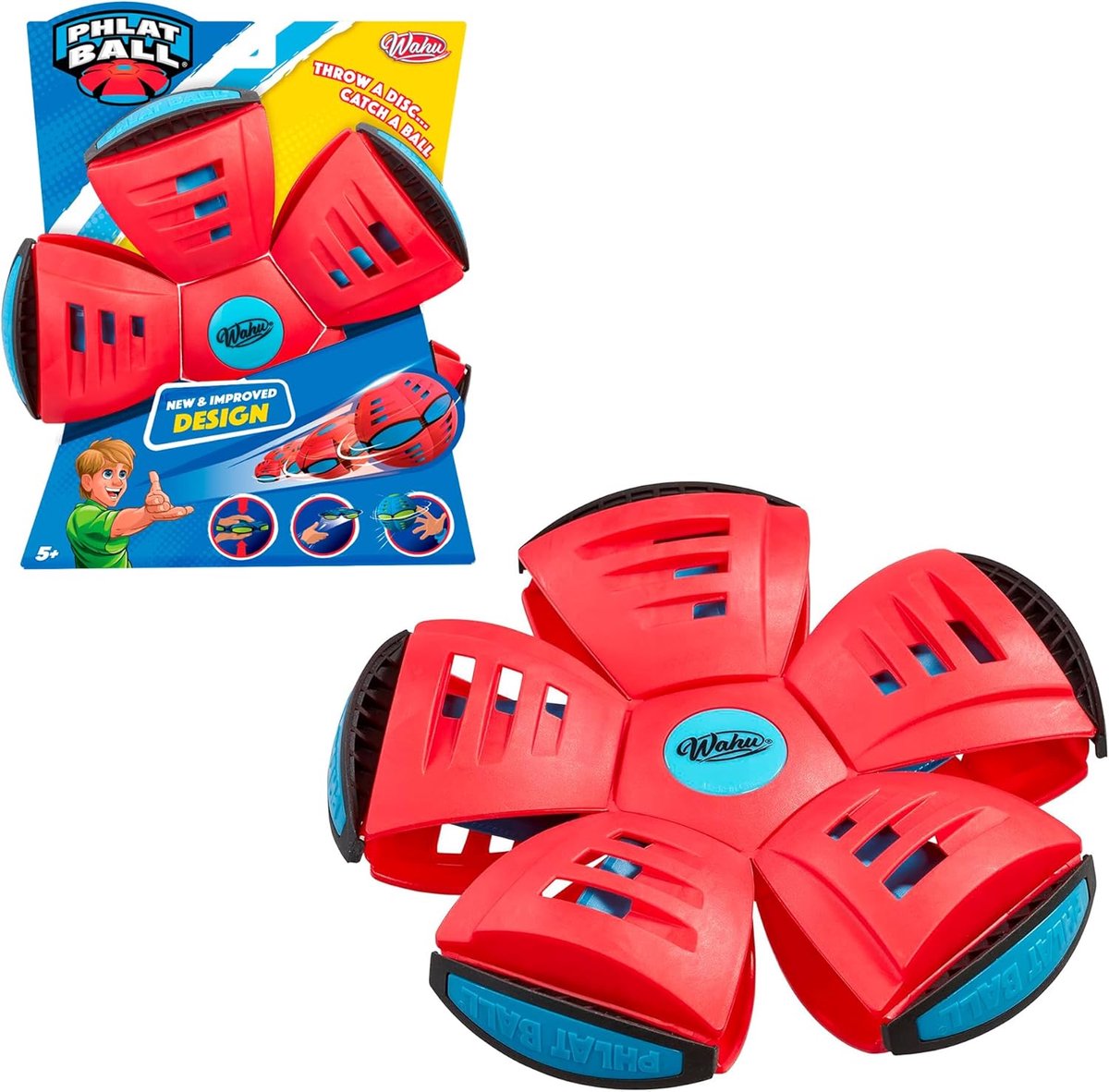 Bizak Phlat Ball 6551614-1 2-in-1 samendrukbaar en draagbaar, gooien als schijf en vanger, rood, actief speelgoed voor - ShopVlot