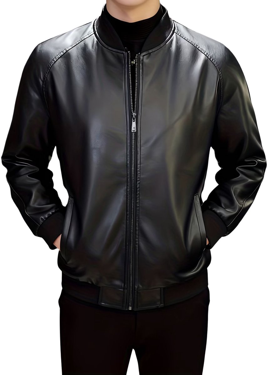 Currero Kunst Leren Jas - Leather Jacket - Lederen Jas - Bomberjack - Pilotenjack - Blazer - Biker - Motorjas - Motormuis - Heren - Zwart S – foto 3