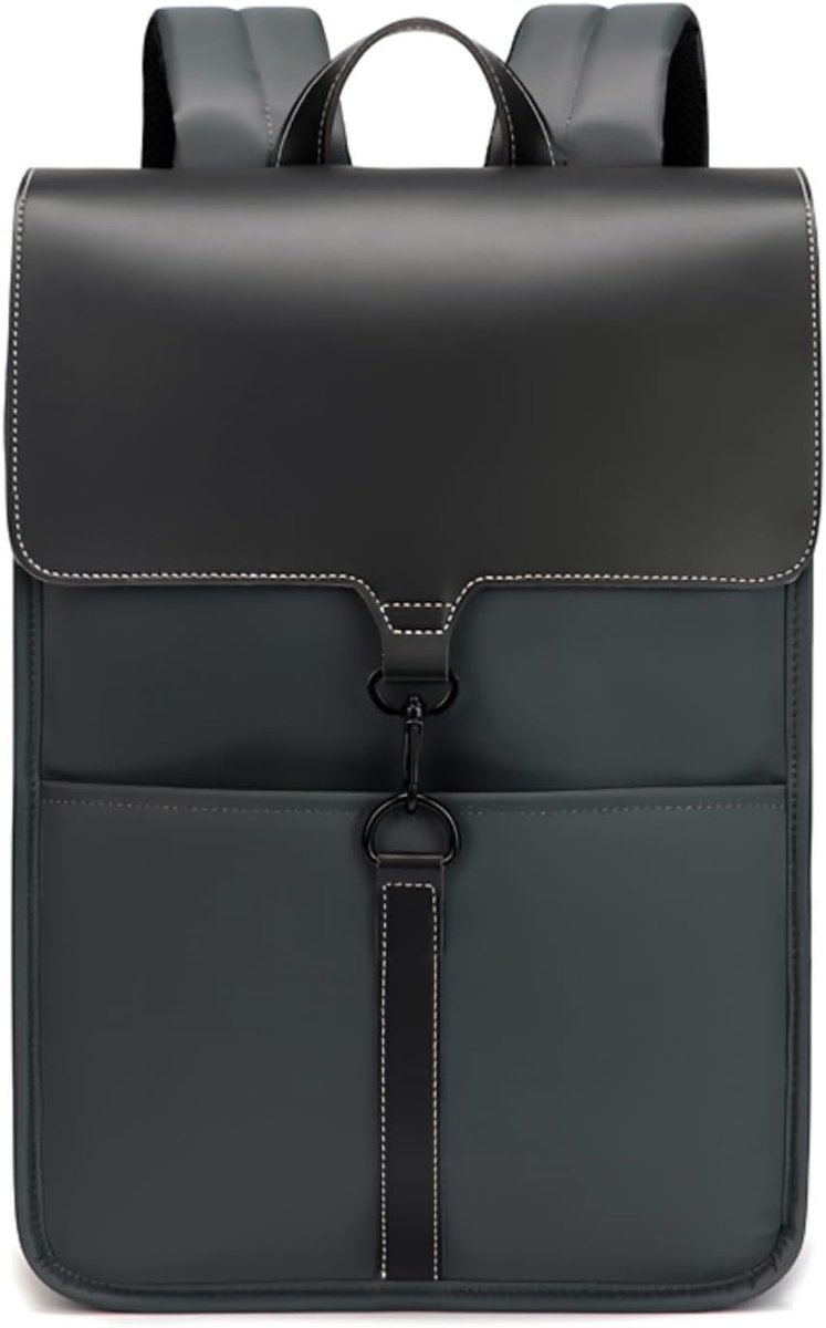 Casual laptoprugzak 39,6 cm (15,6 inch), Urban Vintage, vierkant, van nylon en PU-leer #522, asfaltgrijs, 29.5 X 12 X - ShopVlot