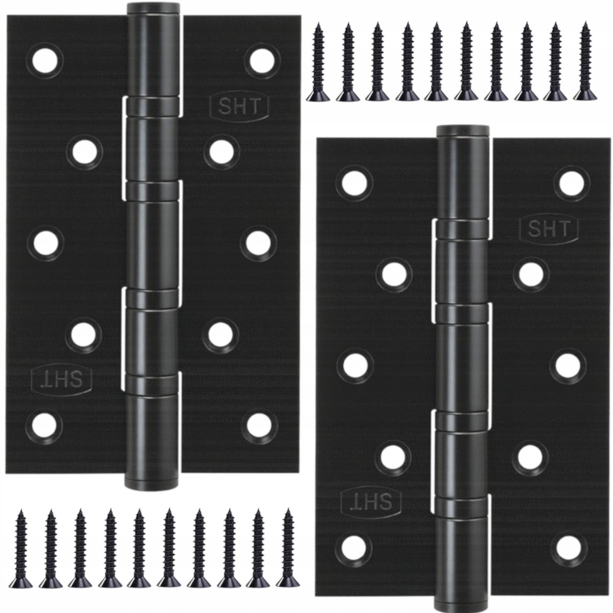2x Zwarte Deurscharnieren 127x76mm - Gelagerd met Schroeven