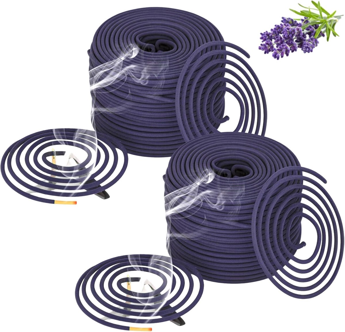 2 Pieces Lavender Smoke Spiral Lavender Coils with Holder for Outdoor Patio Picnic Camping Table Decoration Bedroom - ShopVlot