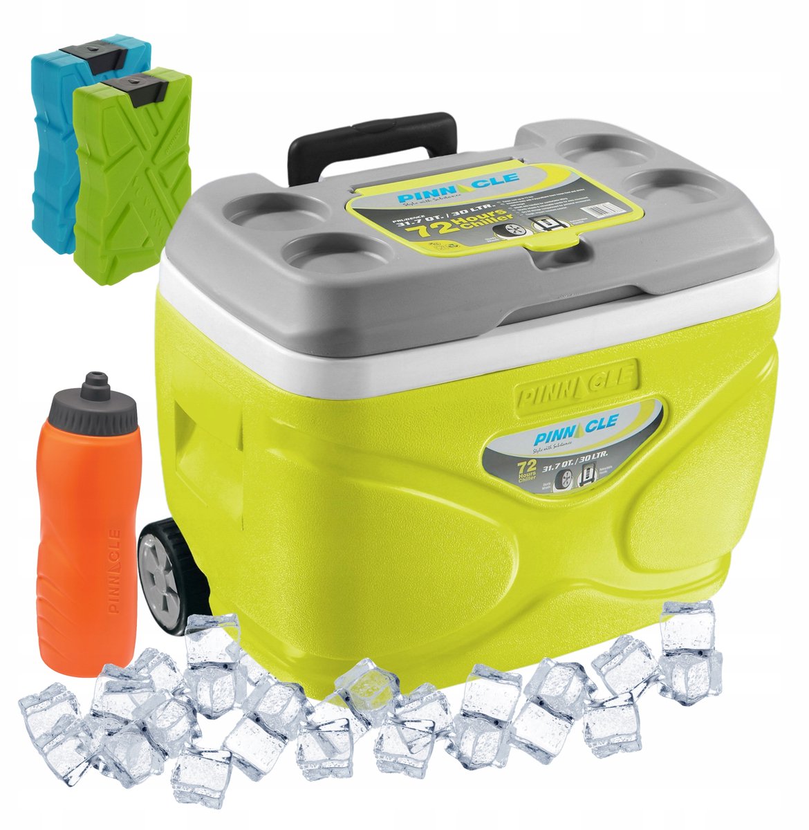 Merkloze Koelbox 30L met Wielen, Koelblokken en Bidon