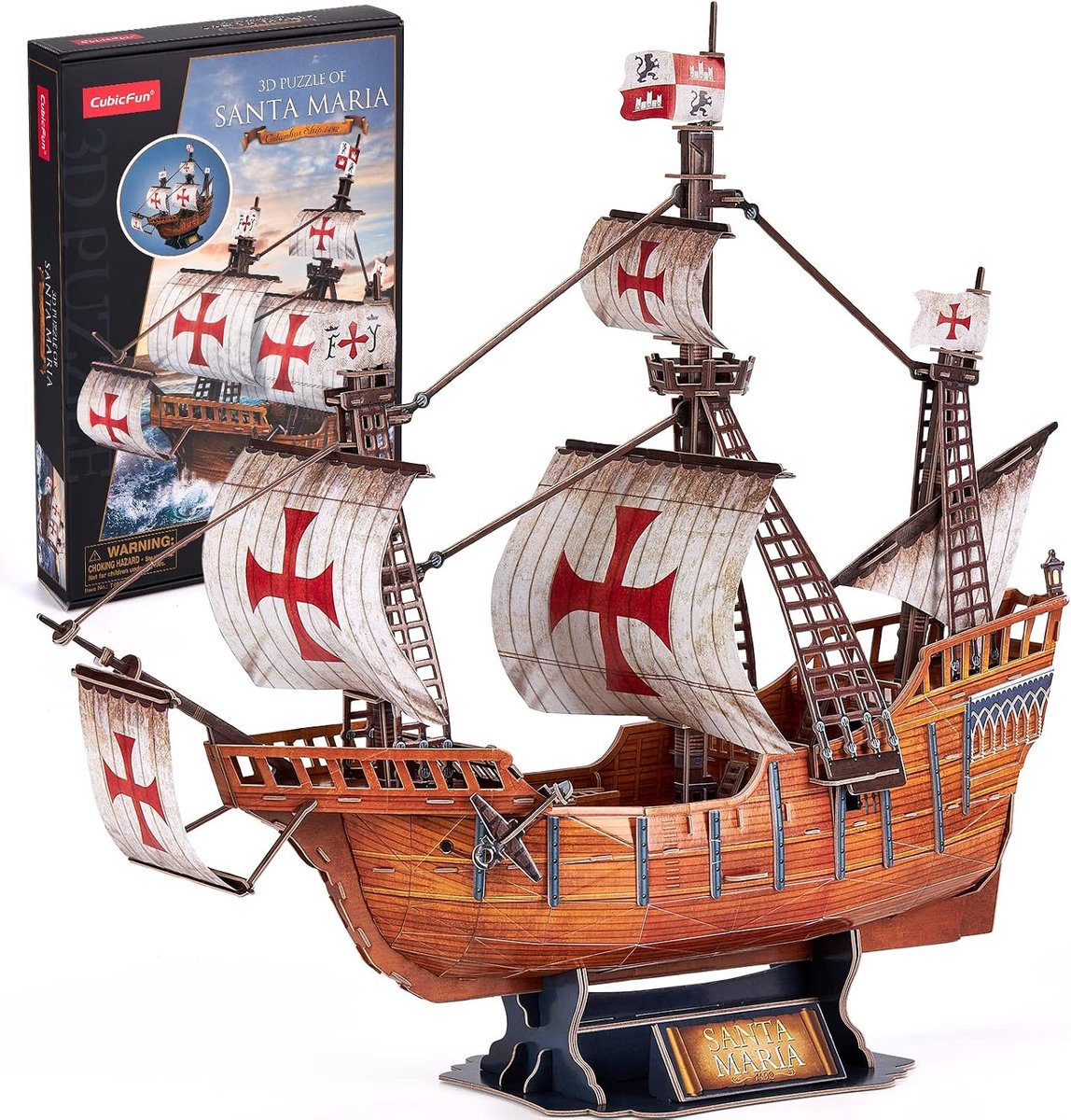 CubicFun 3D Puzzles for Adults, Santa Maria Ship Model, Spanish Ship Puzzles for Adults and Children, Desk Decoration - ShopVlot
