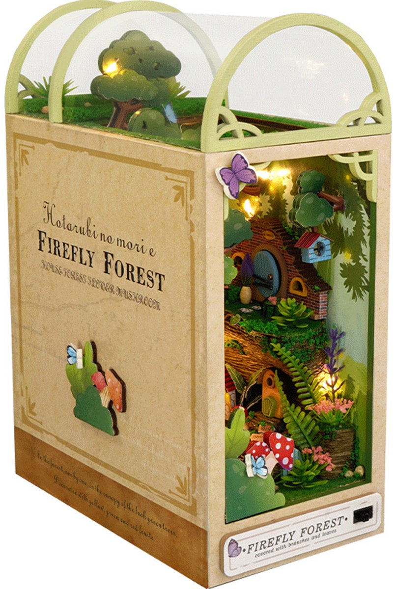 MODFU DIY microhuis houten bouwpakket – 22,5x15,9x9,2 cm miniatuur bouwset – Eenvoudig zelf te monteren – Educatief knutselpakket – Decoratief model voor boekenplank – Groen