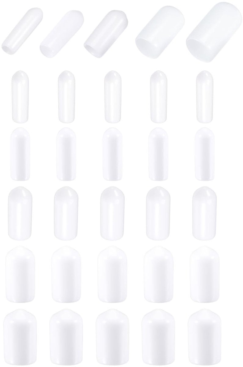 DMiotech 100 Pack 1/8" 3/16" 1/4" 5/16" 3/8" ID White Threaded Protectors Rubber End Caps Bolt Covers for Screw Bolt - ShopVlot