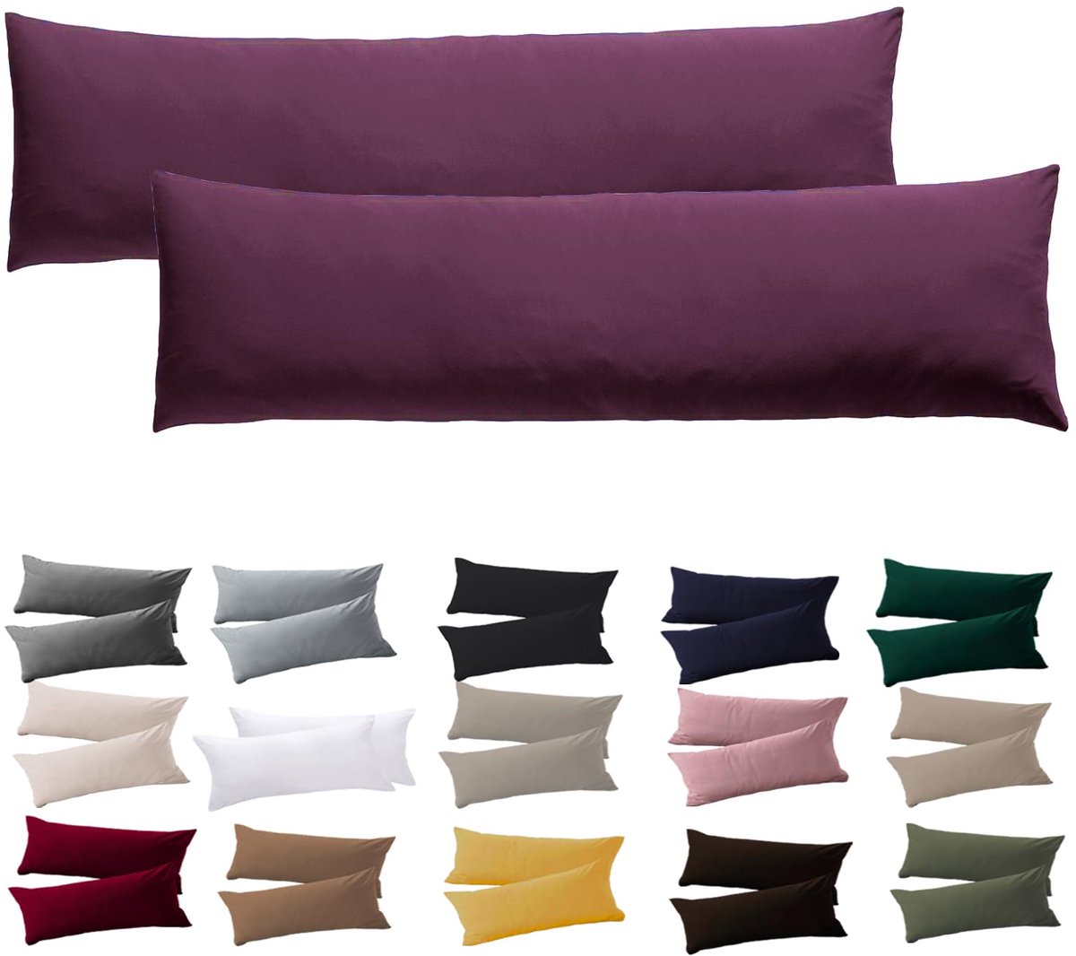 Kussenslopen zijslaapkussens 40 x 145 cm - microvezel - paars - hypoallergeen en resistent - ShopVlot