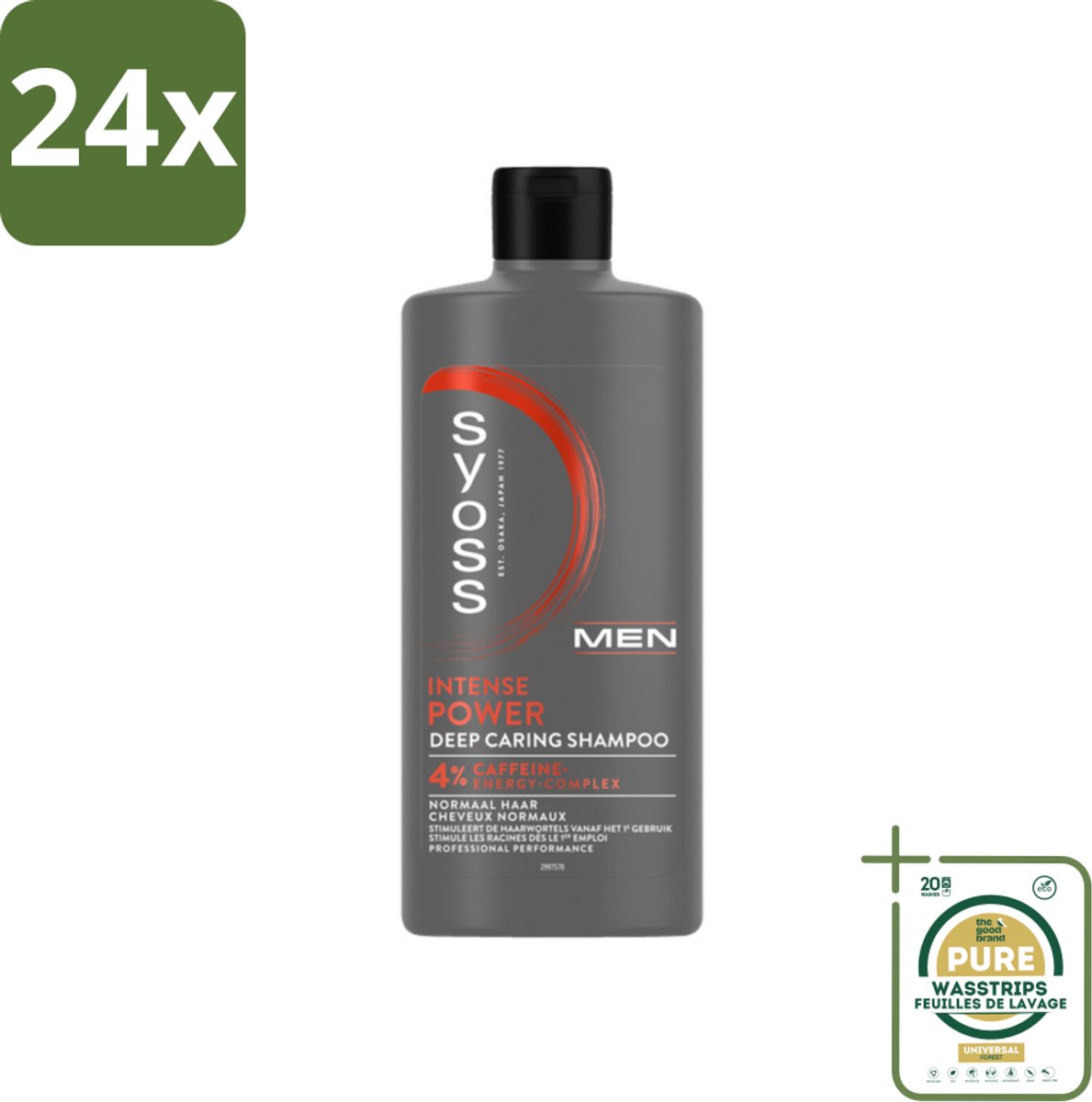 SYOSS - Men Power - Shampoo - Langdurige Styling - 440ml - Voordeelverpakking - 24 stuks - Haargroei stimuleren - Cafeïne shampoo