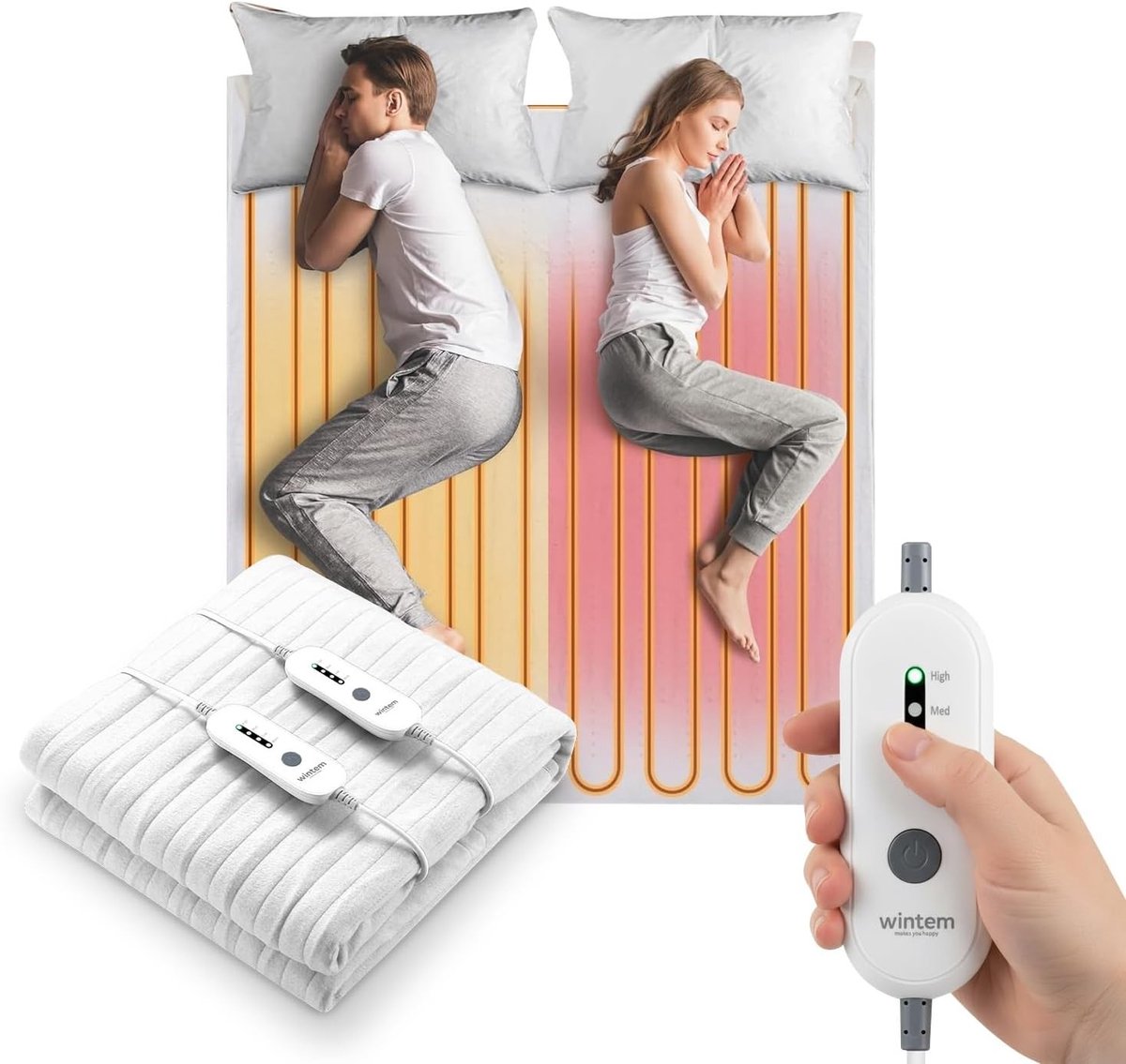 Elektrische Matrastopper - Wit - 160 x 140 cm - Hoogwaardig Polyester met Elektrische Deken - Voor Tweepersoonsbed