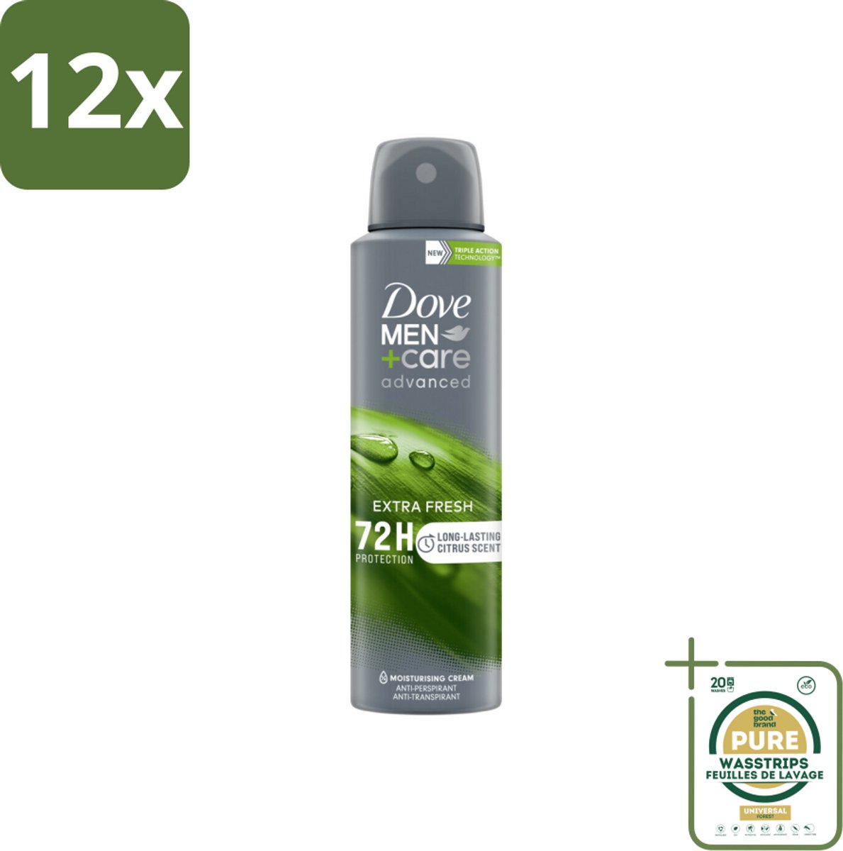 Dove Men+Care Deodorant Spray - Extra Fresh - 150 ml - Voordeelverpakking - 12 stuks - Deodorant spray - Langdurige bescherming