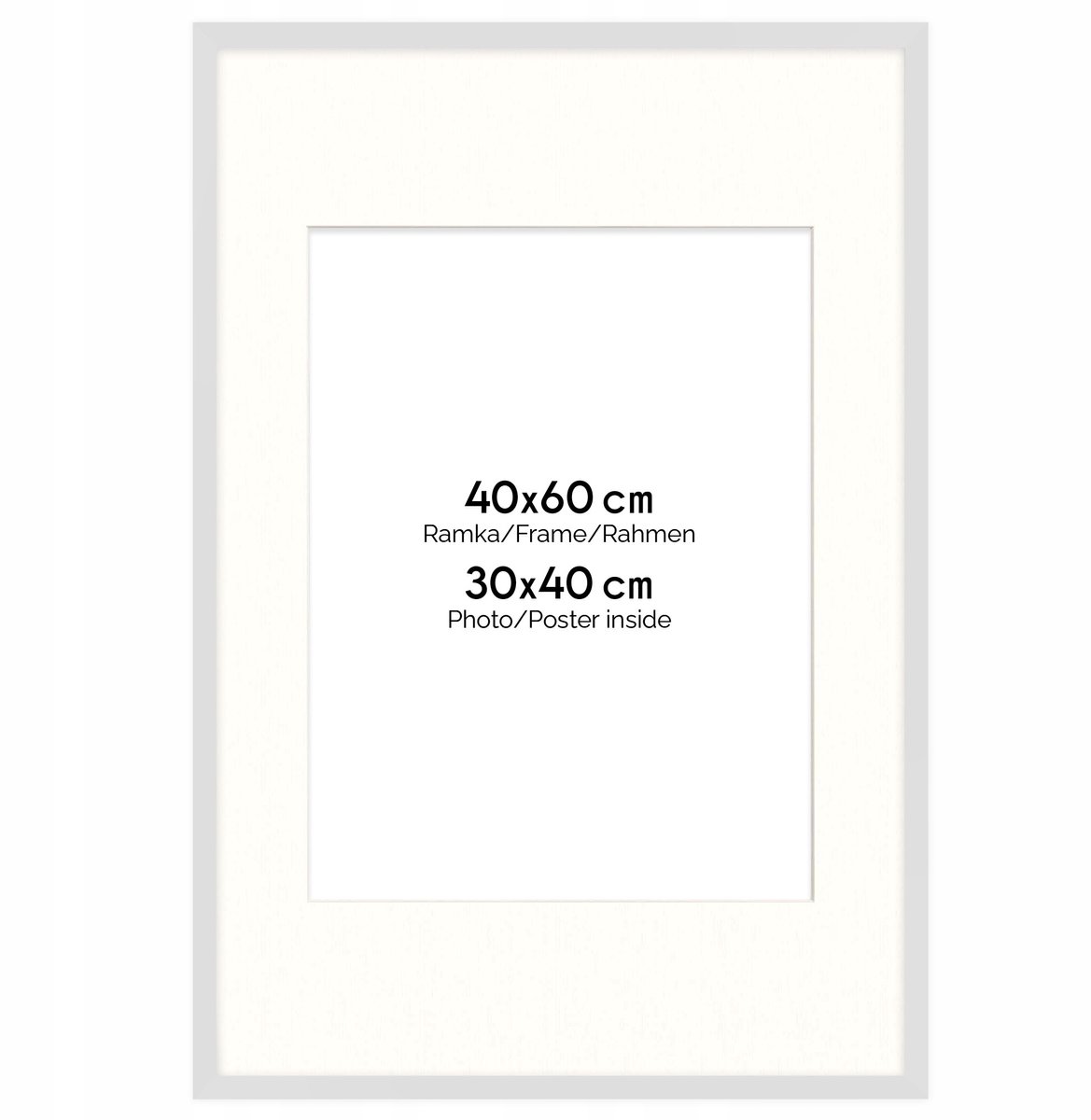 Witte fotolijst HEN PASS 1 40x60 cm met passe-partout (30x40)