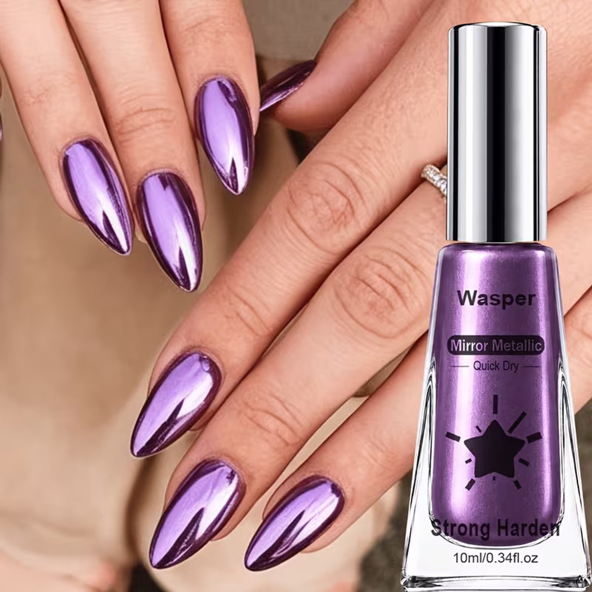 Lacquer Nail Polish Rich Violet – Metallic Paarse Nagellak 10 ml met Spiegelglans en Parelmoer Finish
