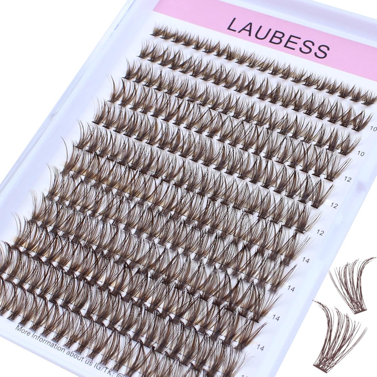 LAUBESS Cluster Eyelashes Natural False Eyelashes by Eyelash, Reusable D Curl Individual Cluster Eyelash Extensions - ShopVlot