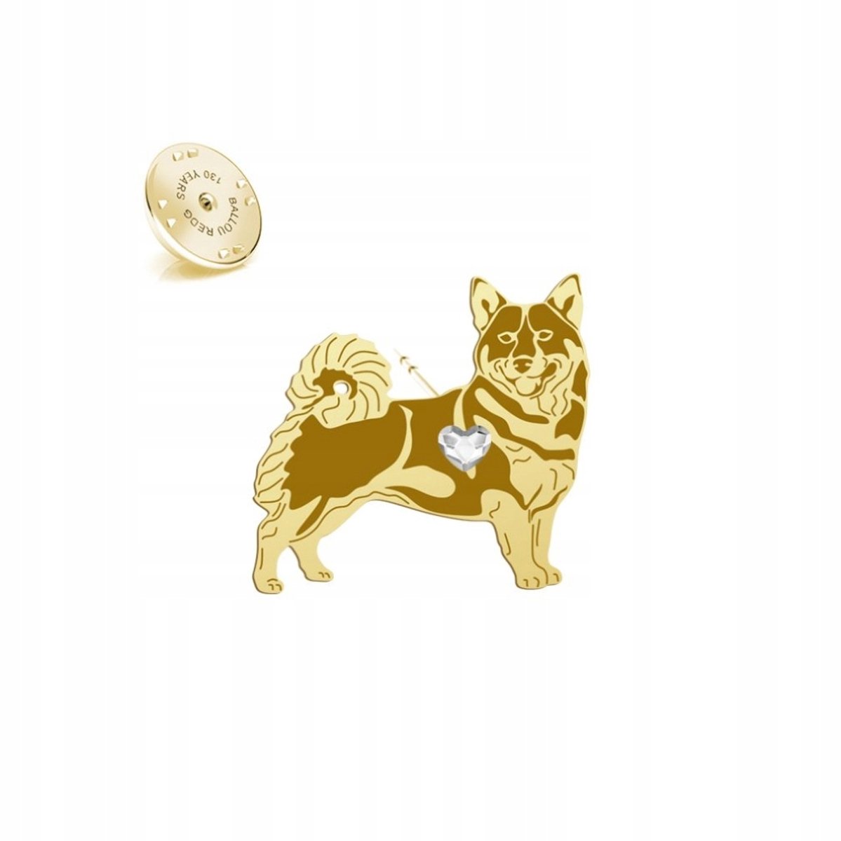 Gouden Swedish Vallhund Broche 925 Zilver met Kristal - Uniek Cadeau