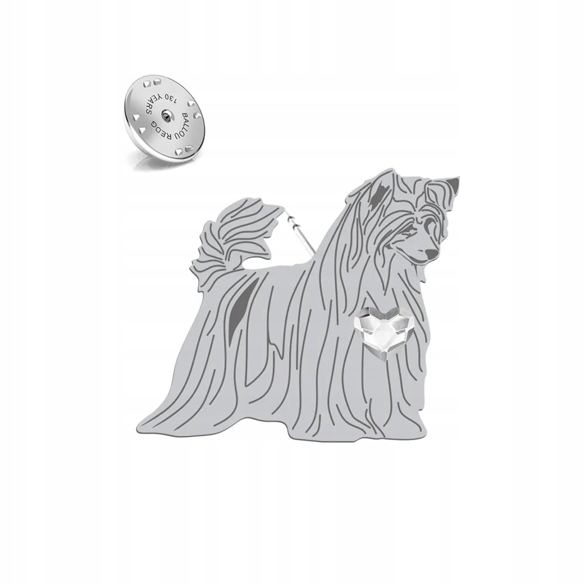 Zilveren Broche 925 Chinese Naakthond Powder Puff Hondje Dames Cadeau