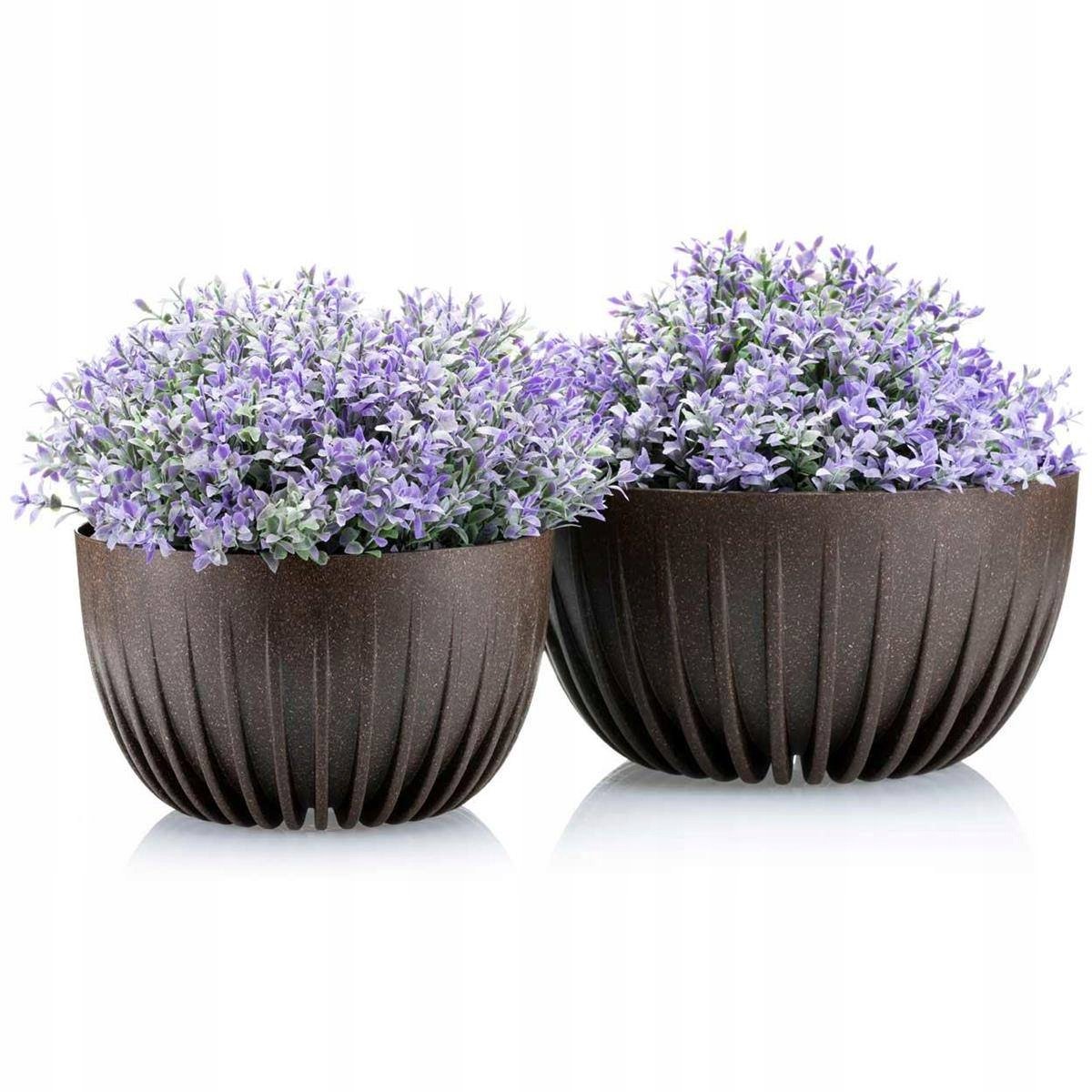 Stripped Eco Bloempottenset Koffie Espresso - 2 stuks
