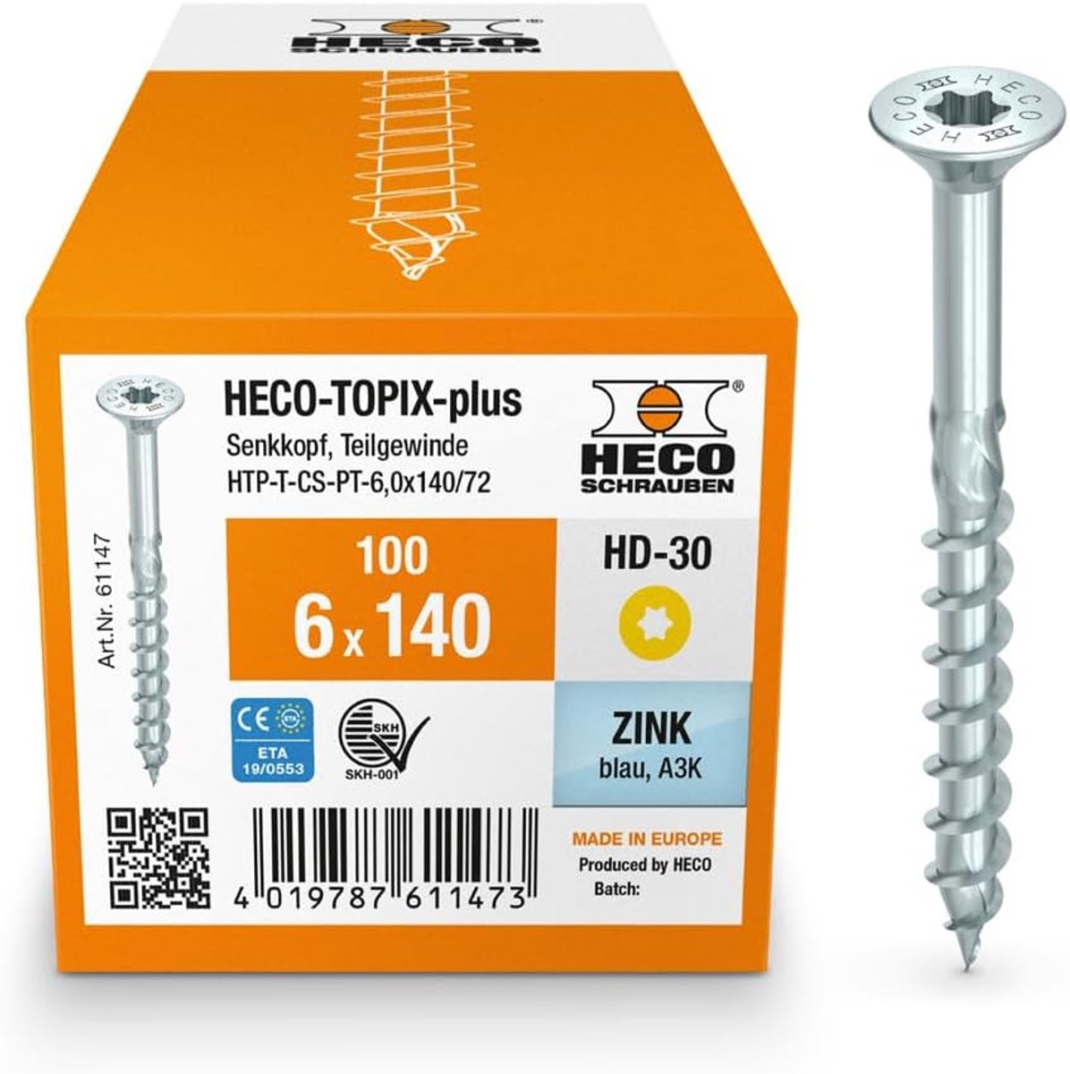 Heco Topix-plus 6.0 - verzonken kop - gefreesde zakken - voor stevige bevestiging - ShopVlot